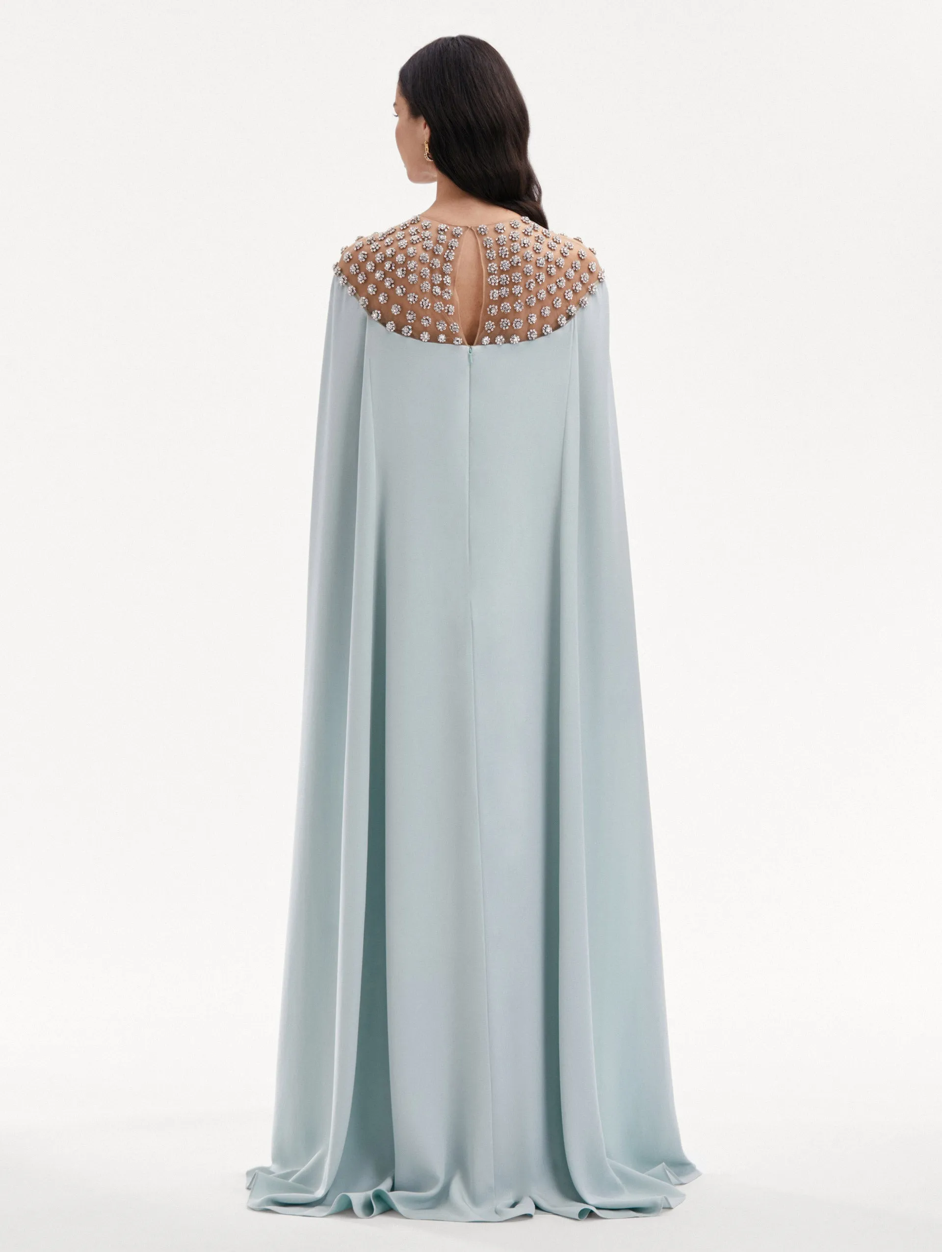 Crystal Embroidered Cape Back Caftan