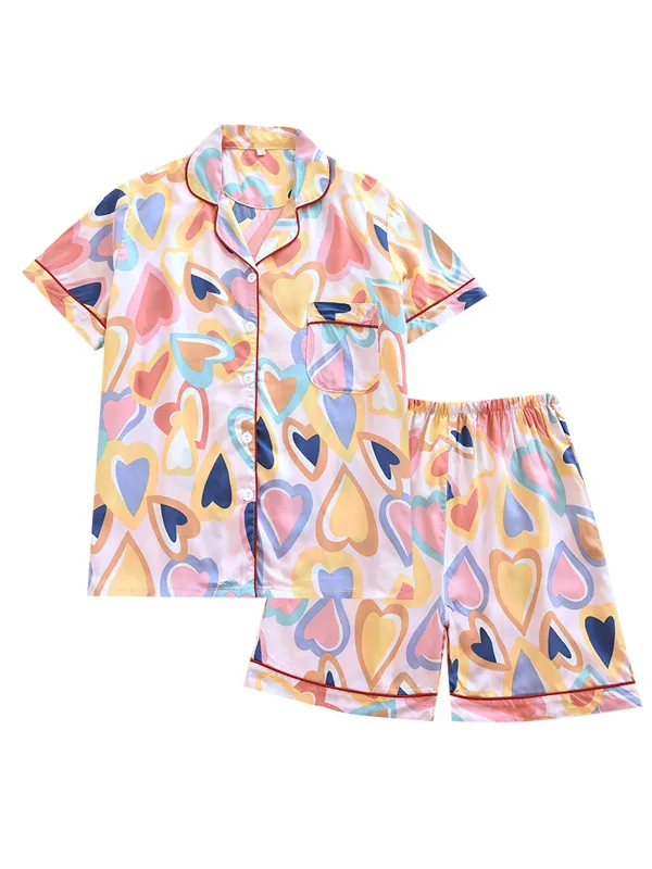 Cute Printed Short Sleeve Pajama Set