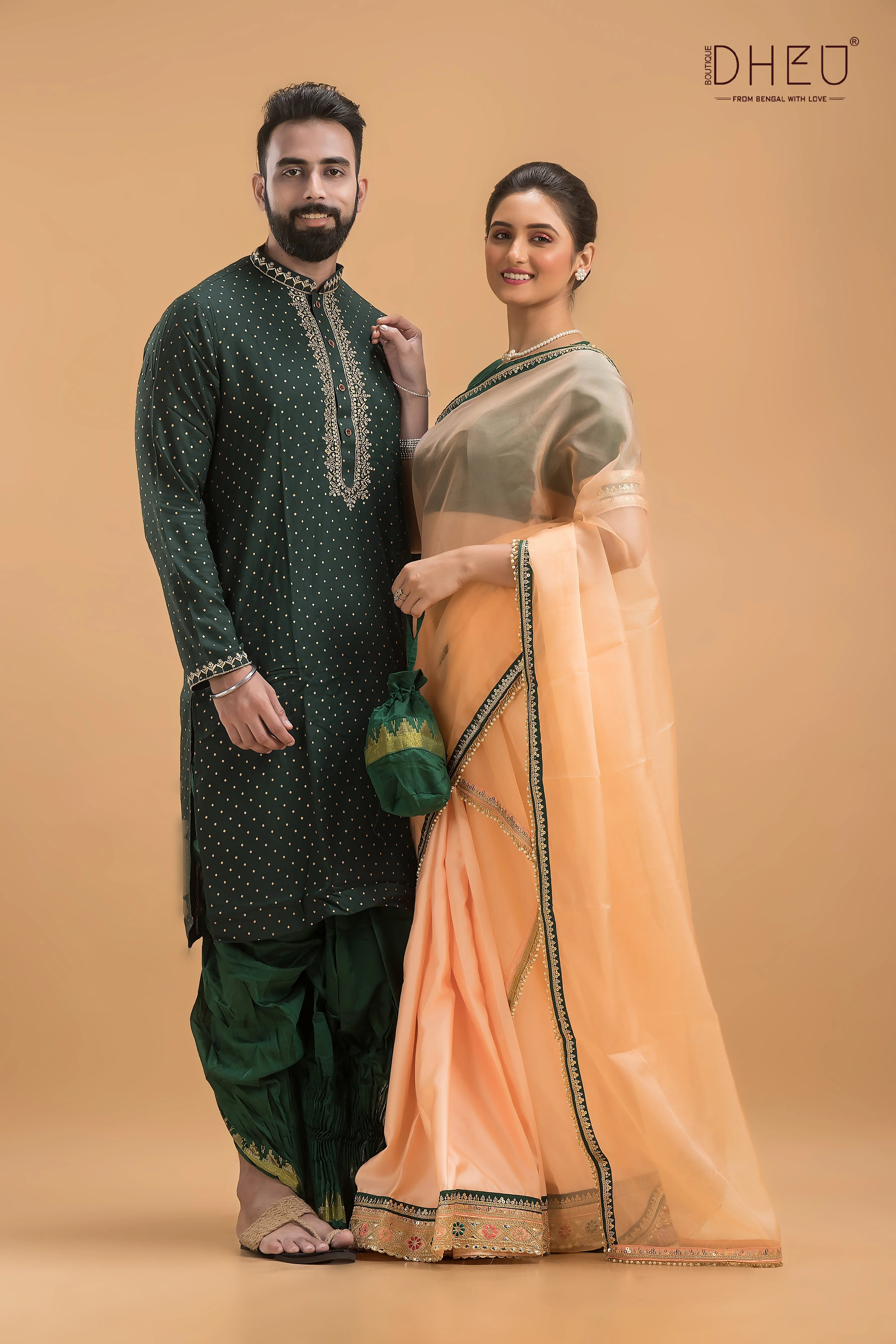 Designer Mekhela & Kurta Couple Set