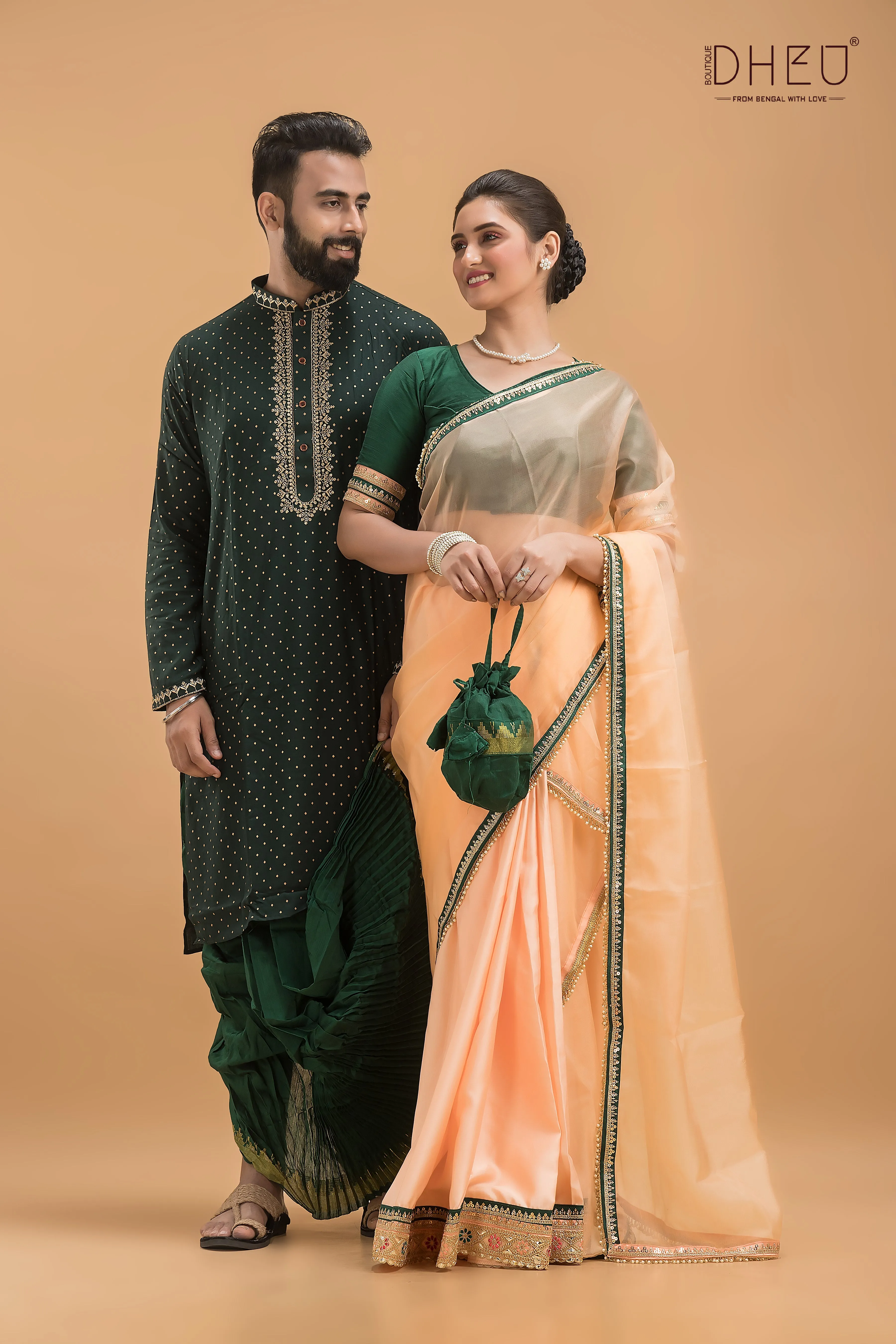 Designer Mekhela & Kurta Couple Set