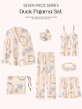 Duck Cotton 7-Piece Pajama Set