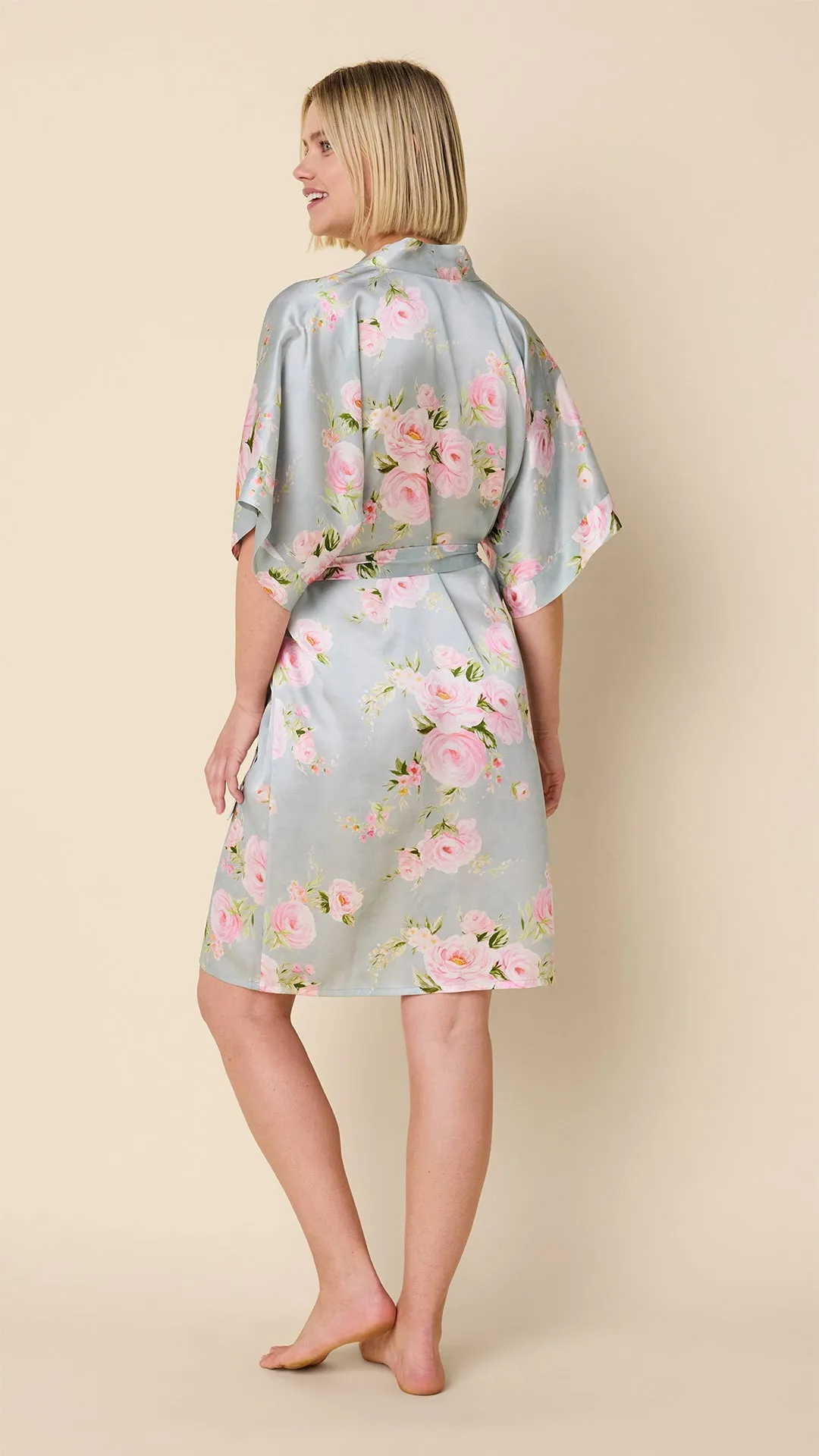 Eden Rose Silk Kimono Robe