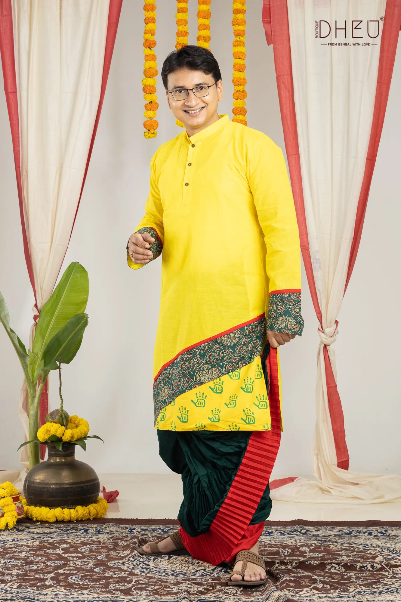 Ei Bosonte-Kurta-Saree Couple Set