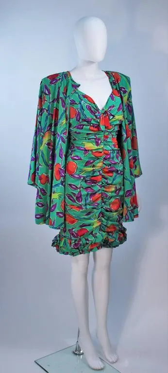 EMANUEL UNGARO Silk Cocktail Dress with Coat Size 8