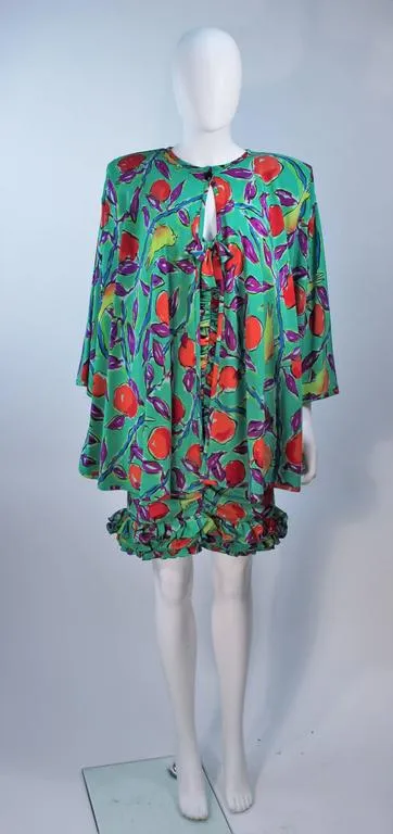 EMANUEL UNGARO Silk Cocktail Dress with Coat Size 8