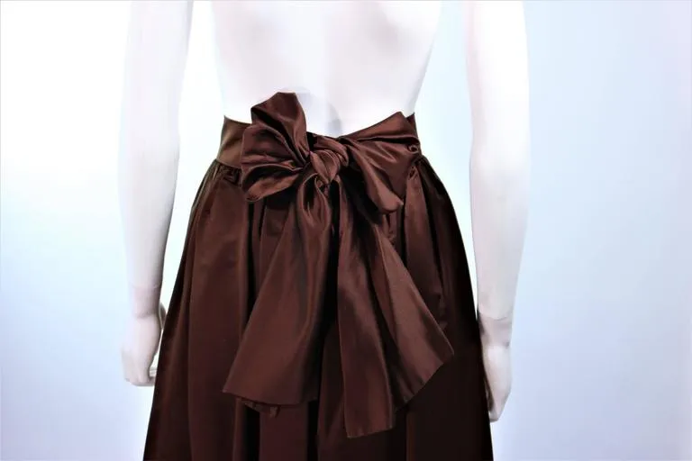 ESCADA Brown Silk Ball Skirt Large Bow Size 36