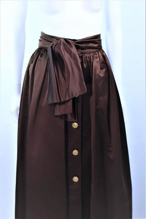 ESCADA Brown Silk Ball Skirt Large Bow Size 36