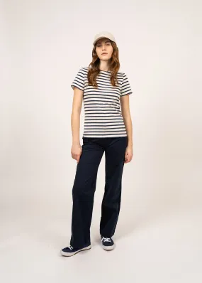 ETRILLE II - Nautical Stripe Tee with Short Sleeves | Soft Cotton | Women Fit (ECRU / NAVY)