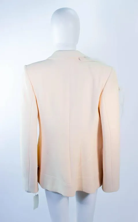 FAUSTO PUGLISI Vintage Silk Cream and White Goat Hair Blazer Size 46