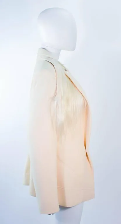 FAUSTO PUGLISI Vintage Silk Cream and White Goat Hair Blazer Size 46