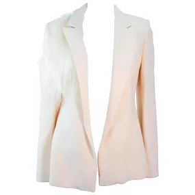 FAUSTO PUGLISI Vintage Silk Cream and White Goat Hair Blazer Size 46