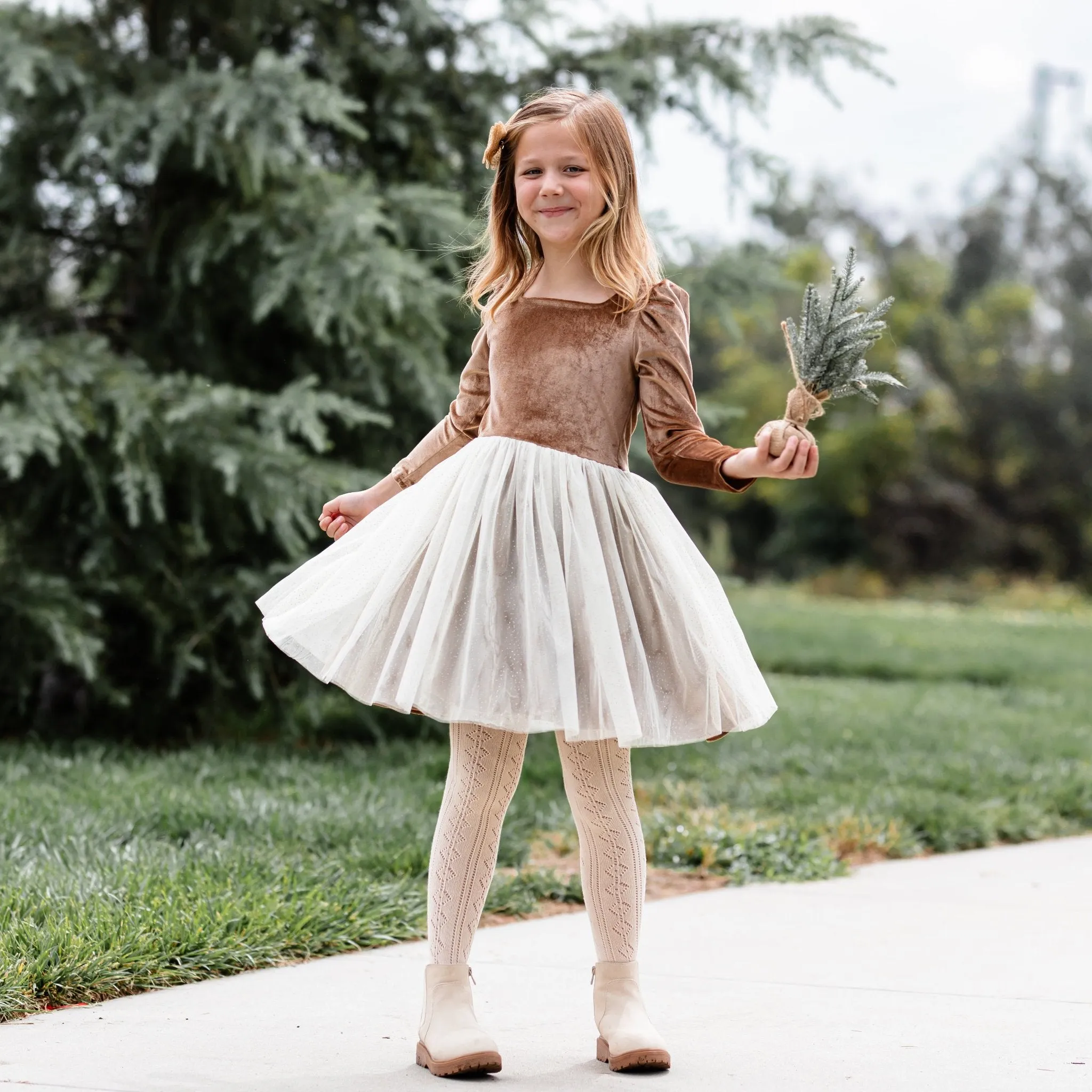 Fawn Velvet Sparkle Tutu Dress