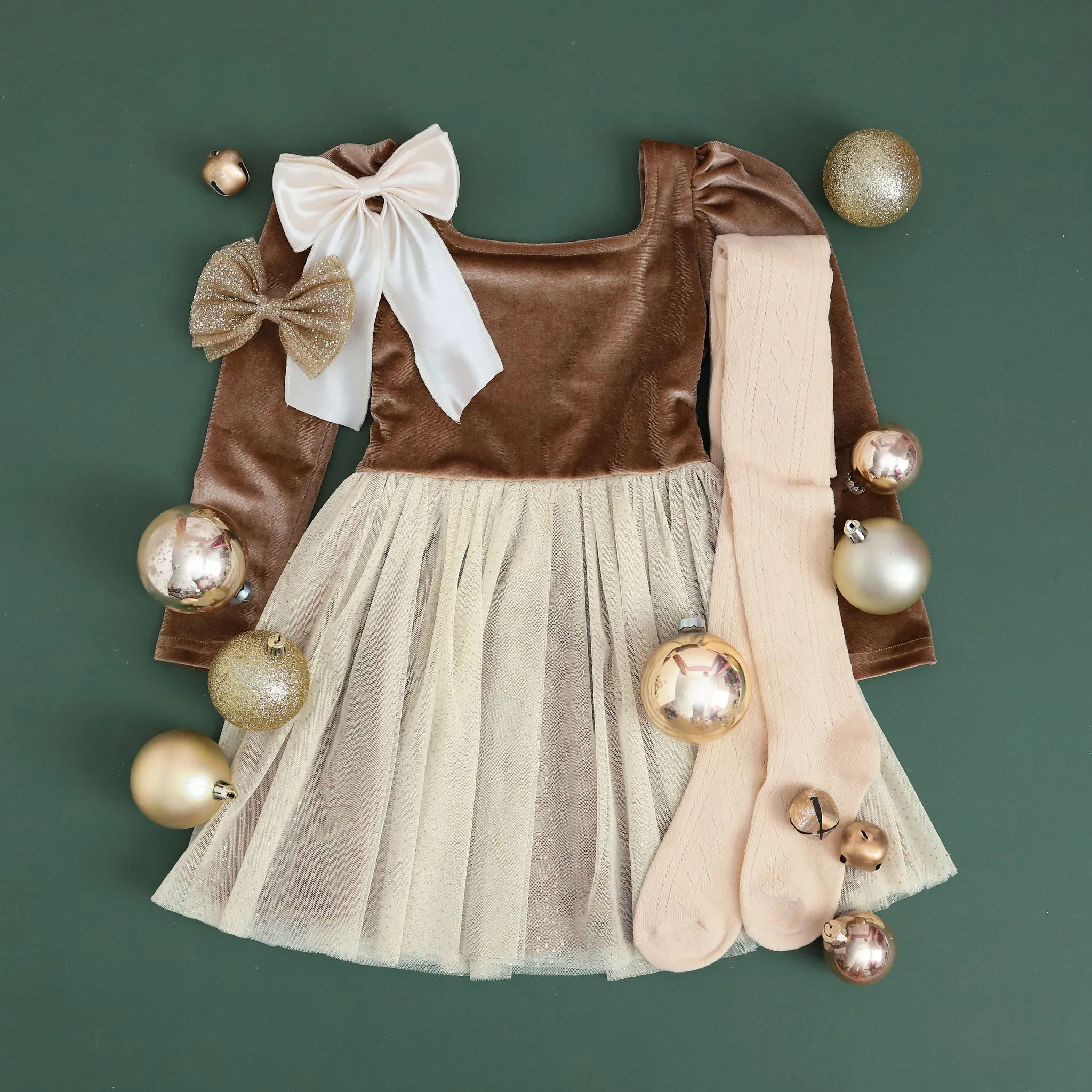 Fawn Velvet Sparkle Tutu Dress