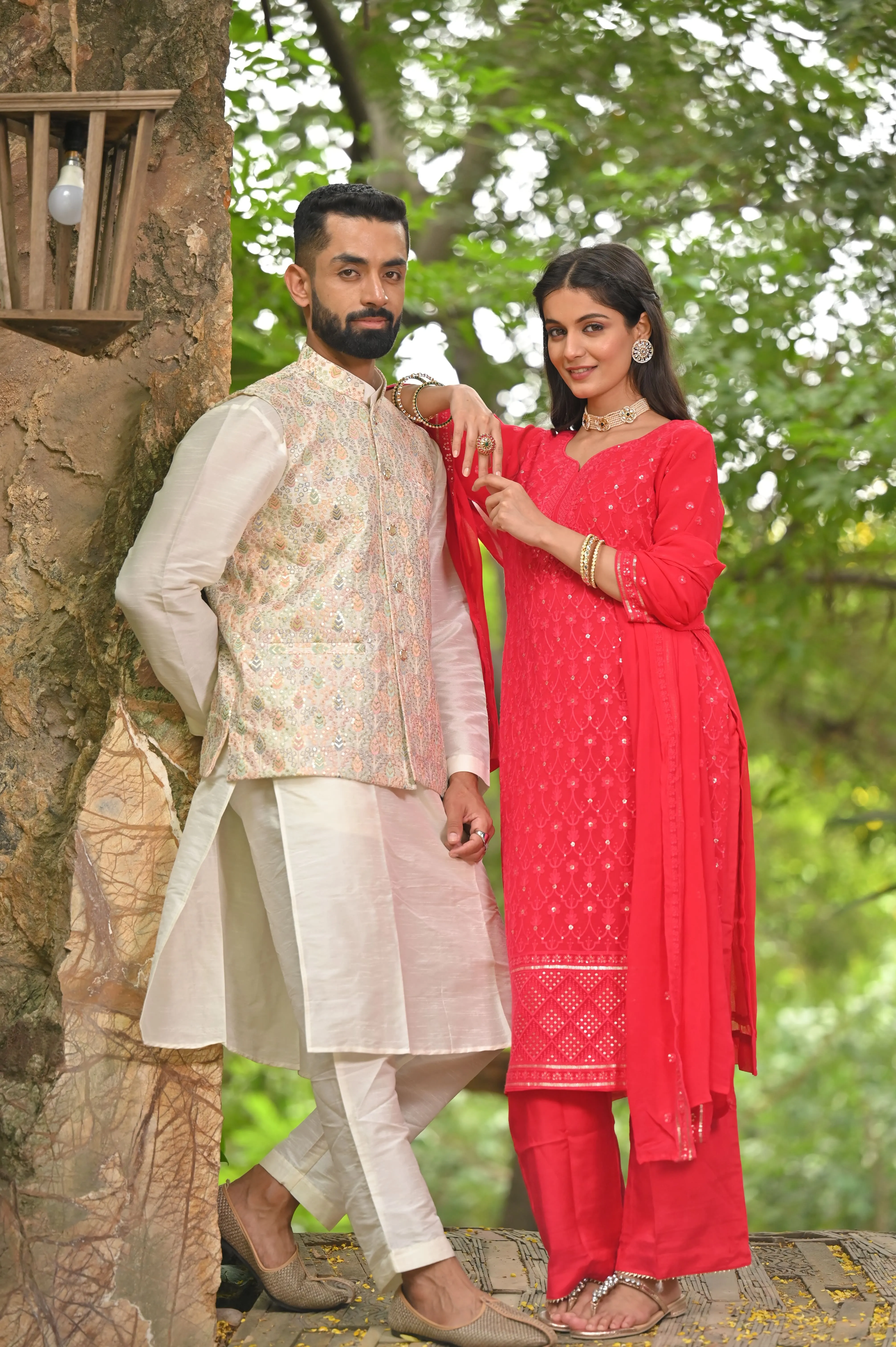 Festive Cheer Sequinned Couple Outfit