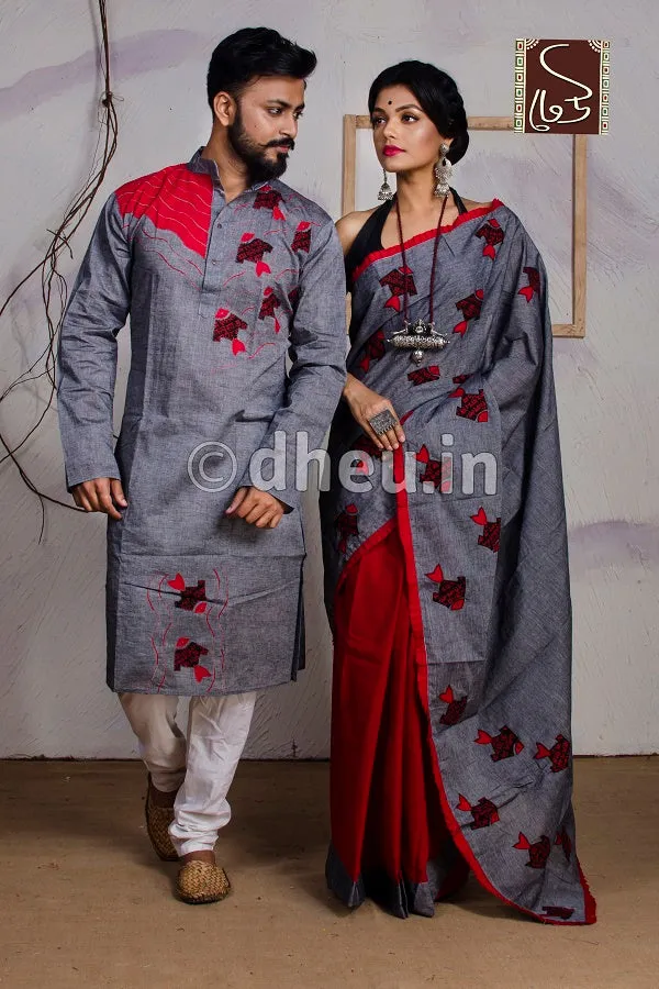 Fish Couple Set-Kurta-Saree Couple Set