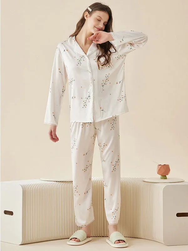 Floral Lace Design Pajama Set