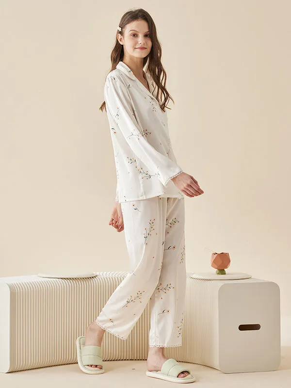 Floral Lace Design Pajama Set