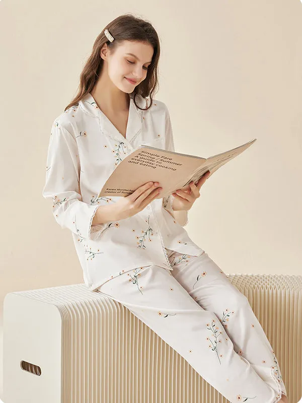 Floral Lace Design Pajama Set