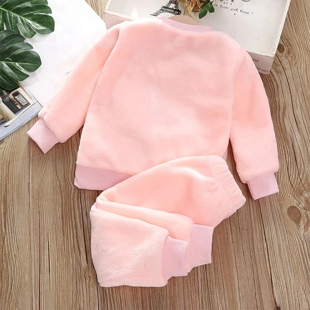 Girls Clothing Sets Winter Flannel Homewear Set Children's Pajamas Boys and Girls Thick Coral Velvet Two-piece Set