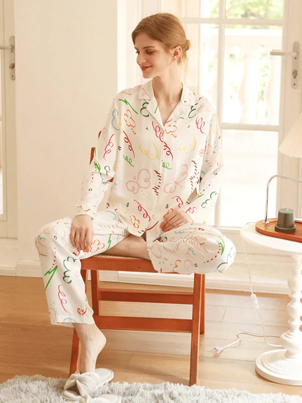 Graffiti Print Cotton Pajama Set