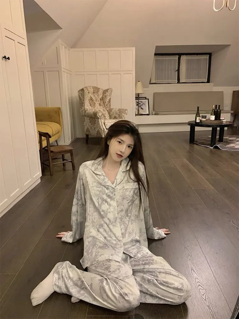 Grey Ice Silk Pajamas