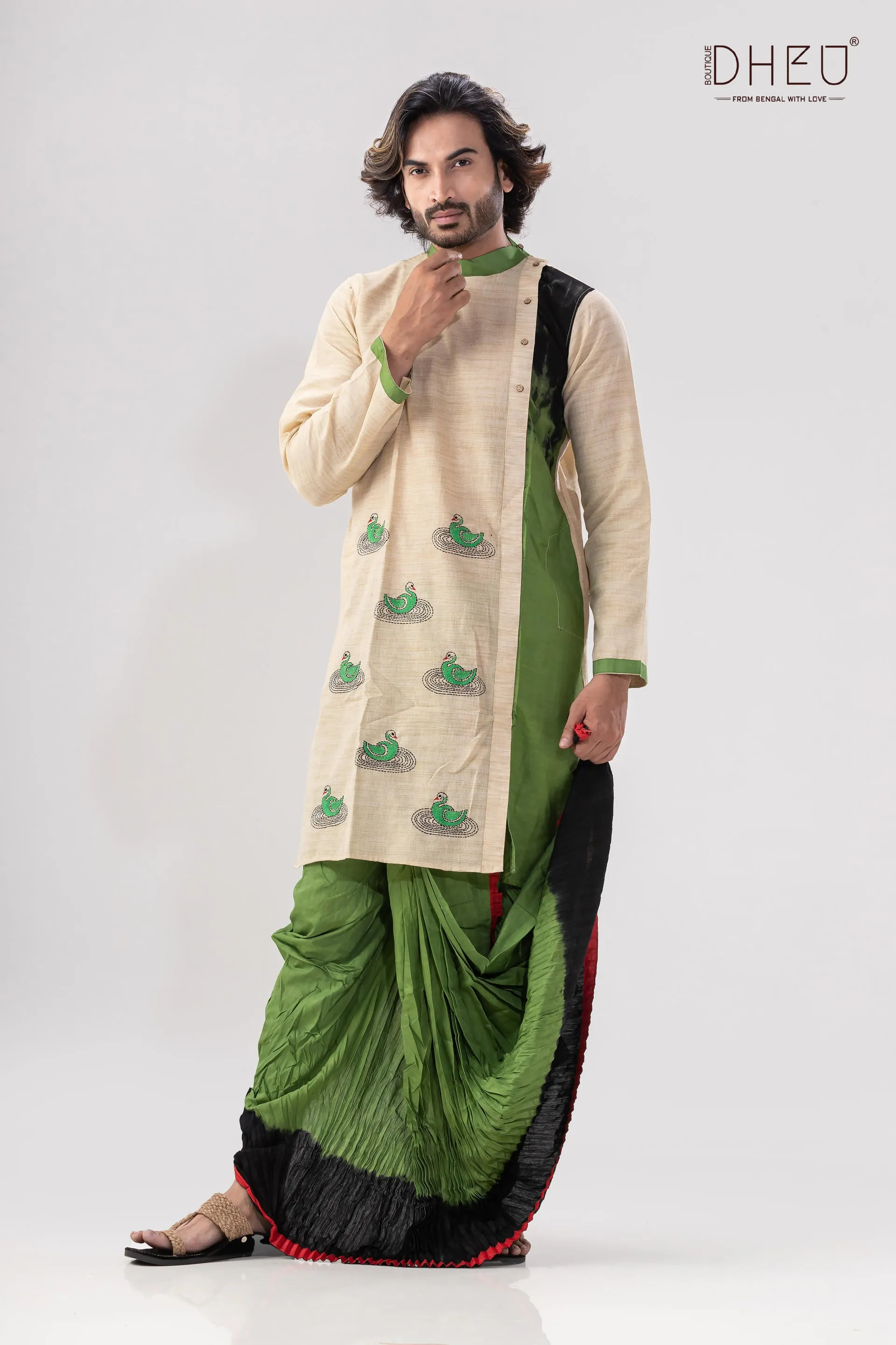 Hansjaru-Kurta-Saree Couple Set