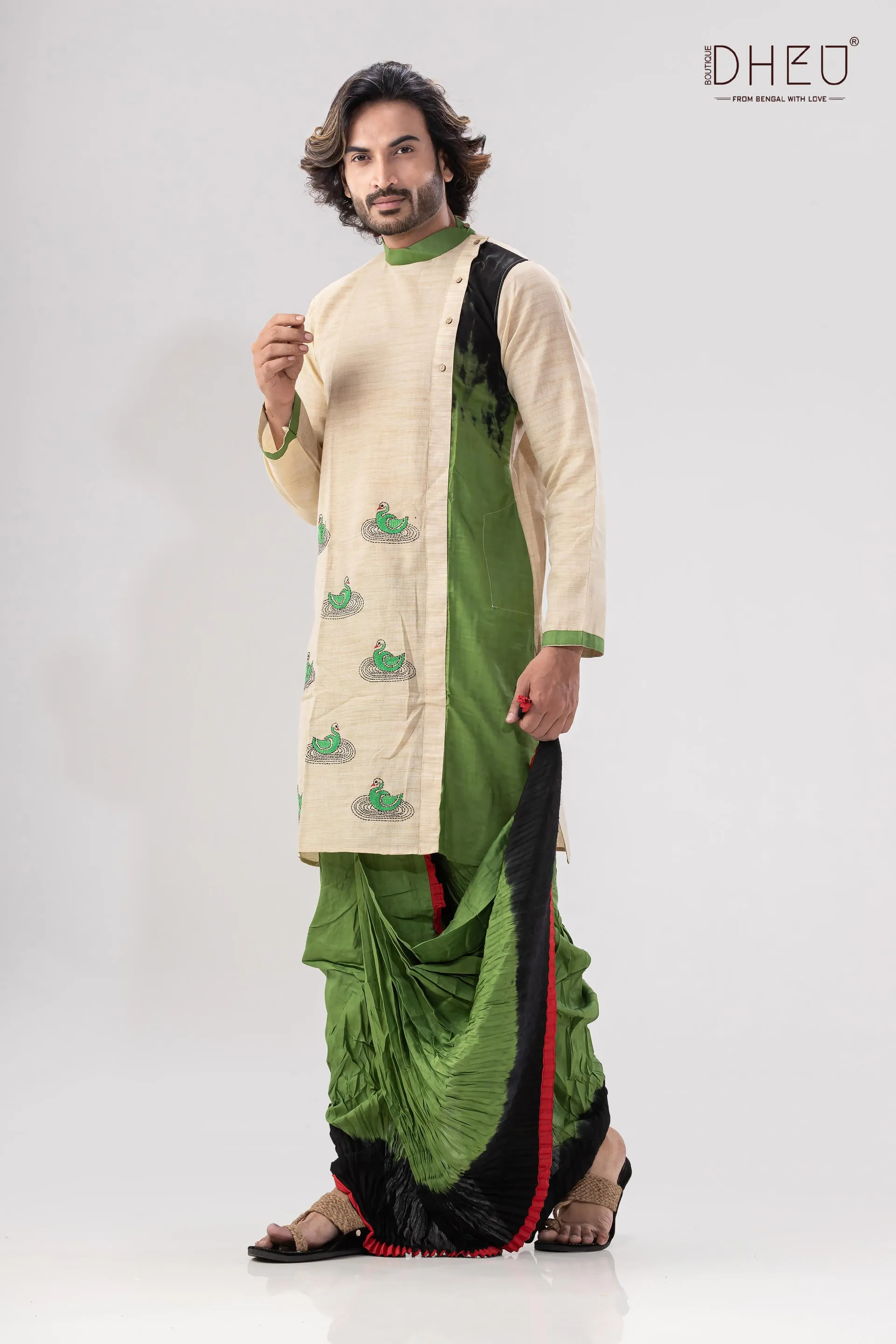 Hansjaru-Kurta-Saree Couple Set