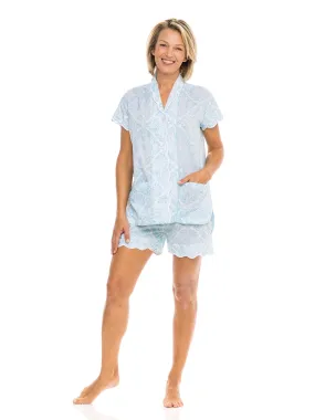 Ice Blue Filigree PJ with Shorts