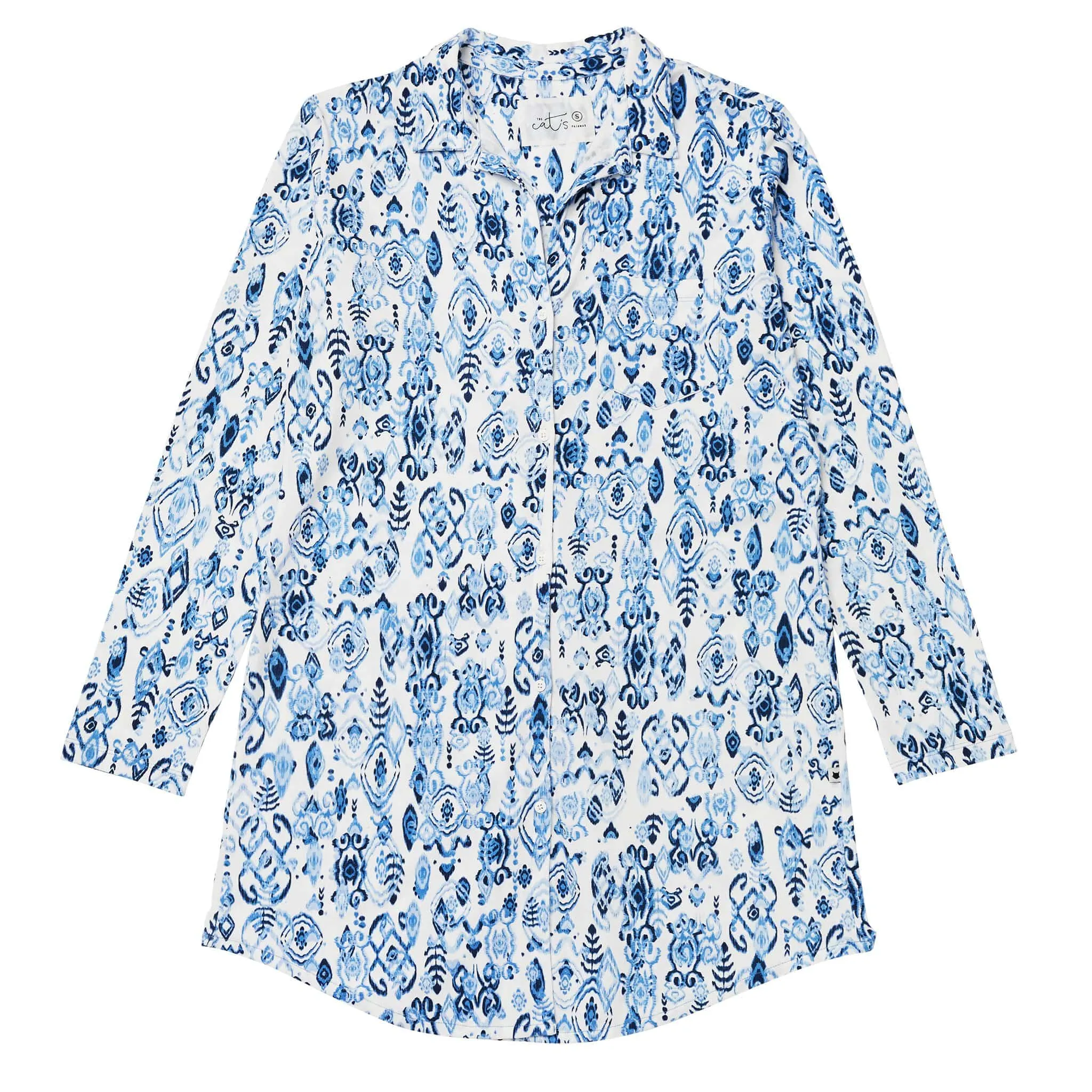 Ikat Marine Pima Knit Night Shirt