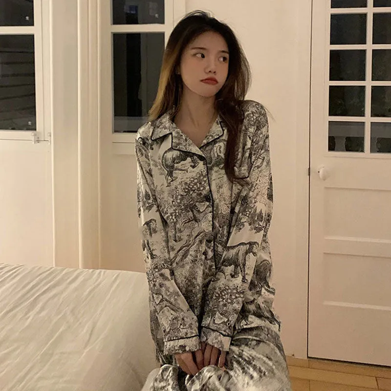 Ink Painting Ice Silk Pajamas