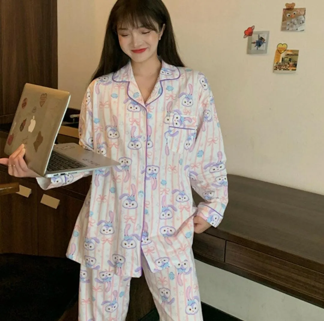 Kawaii Cartoon Japanese My Melody Cinnamoroll Pajamas Female Winter Coral Velvet Long-Sleeved Two-Piece Suit X4159082