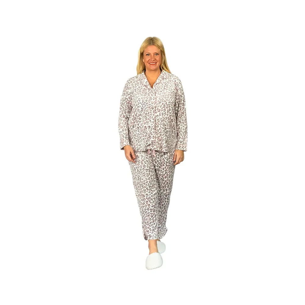 La Cera Plus Size Sheered Minky Fleece PJ Set