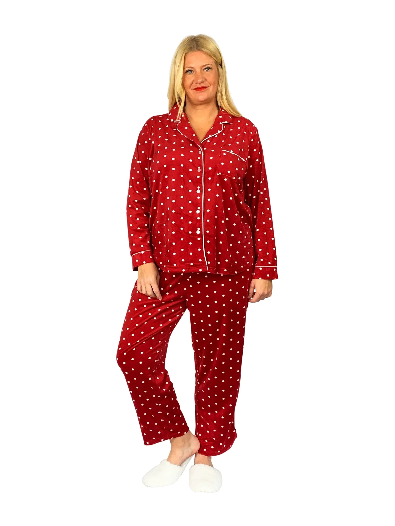 La Cera Plus Size Sheered Minky Fleece PJ Set