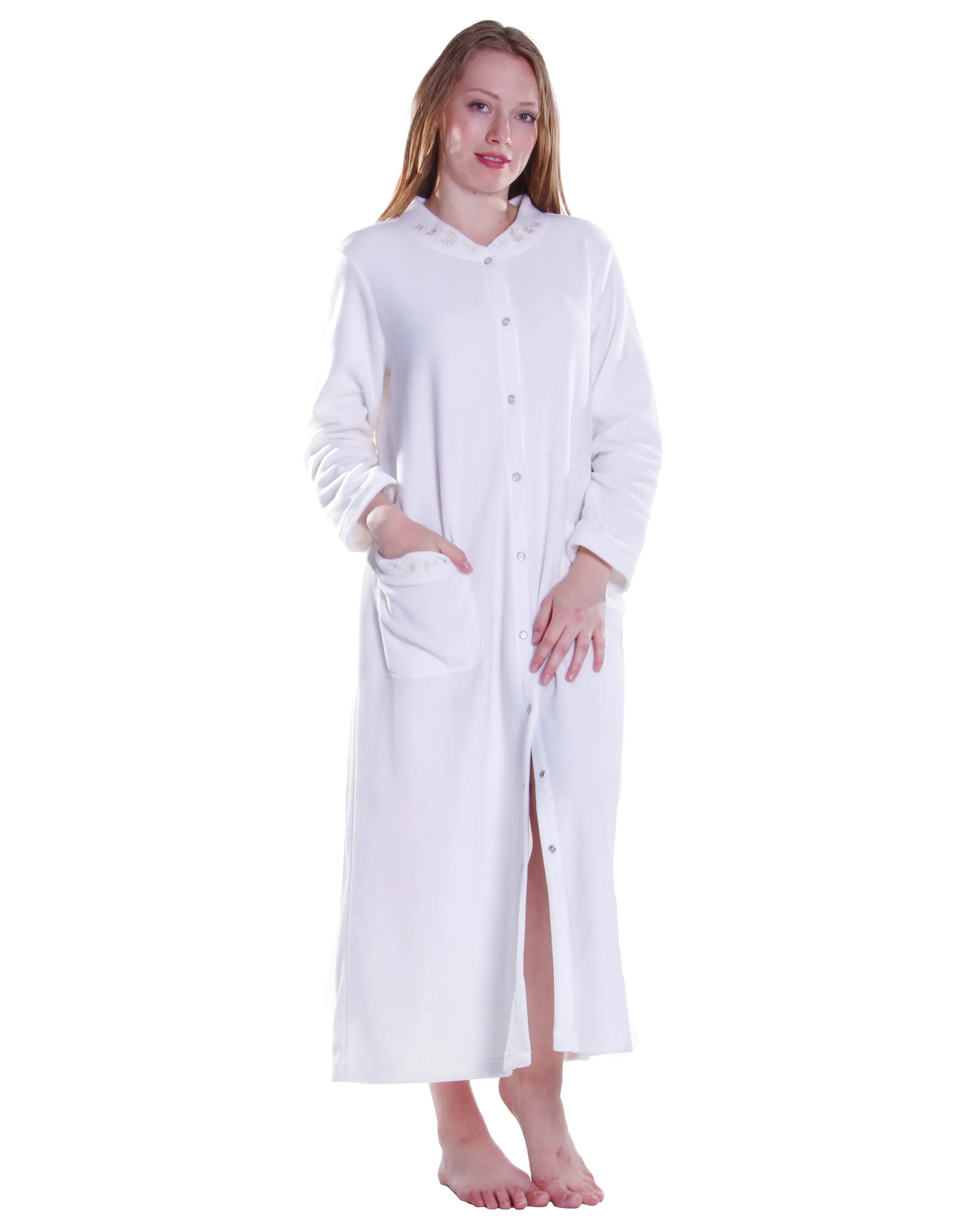 La Cera Snap Front Fleece Robe