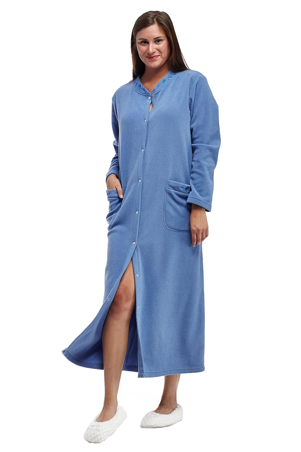 La Cera Snap Front Fleece Robe