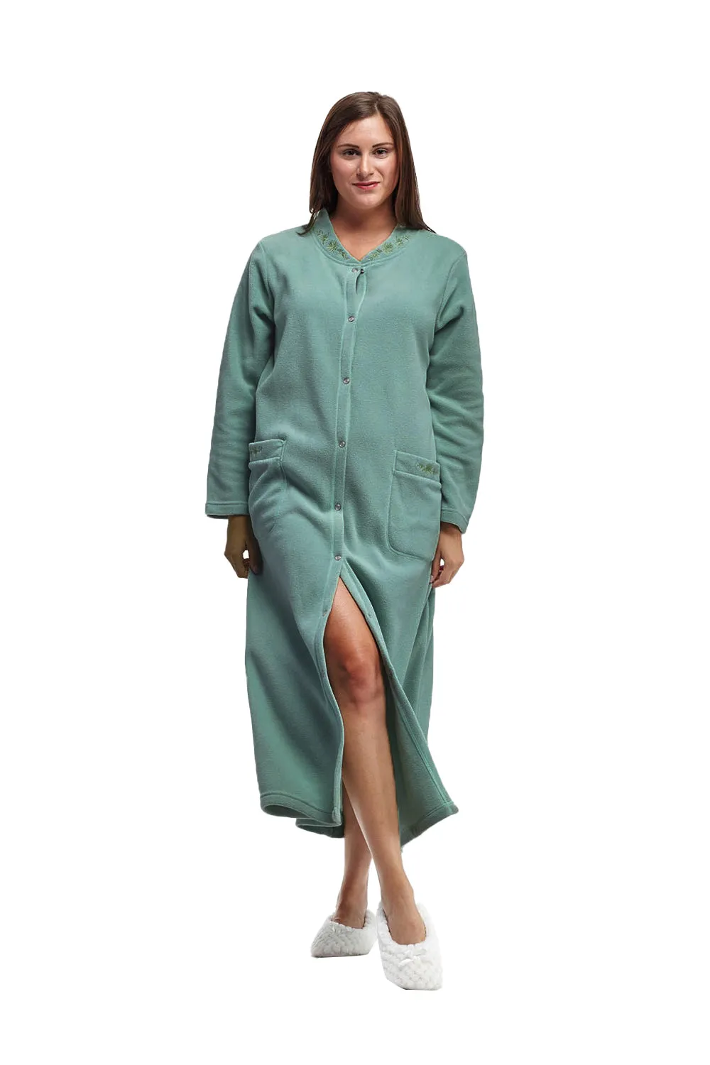 La Cera Snap Front Fleece Robe