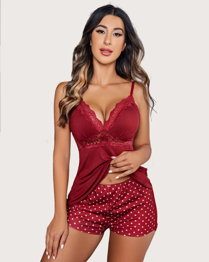 Lace Floral Cami PJS Set Pajama Set