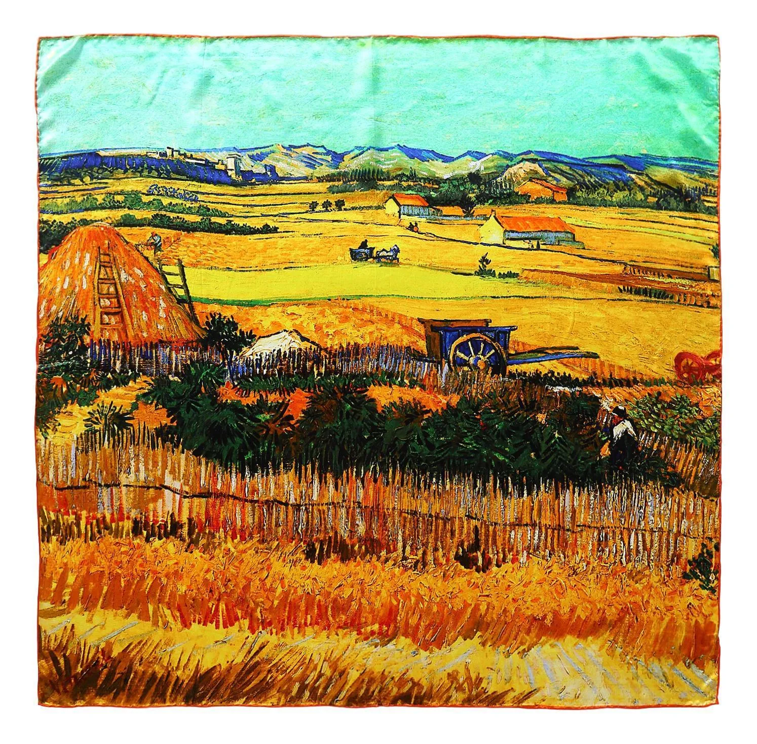 Large Square Silk Scarf Classic Painting Farm Scenery SZD076