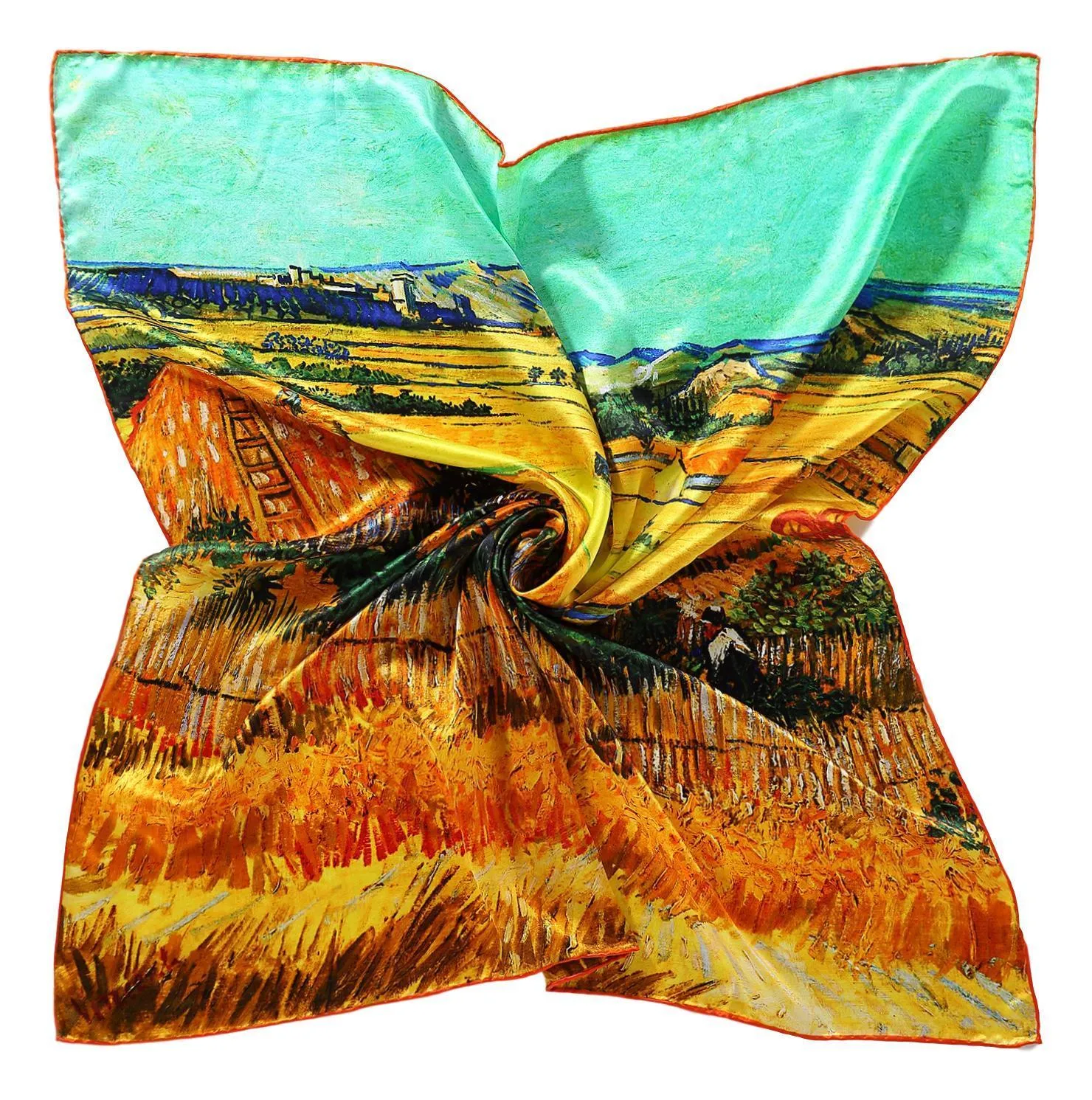 Large Square Silk Scarf Classic Painting Farm Scenery SZD076