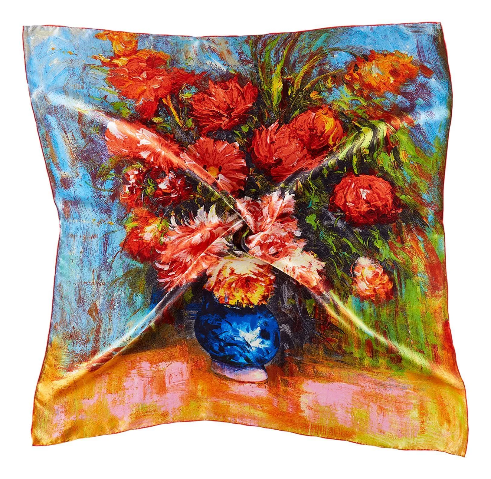 Large Square Silk Scarf Classic Painting Flowers SZD212