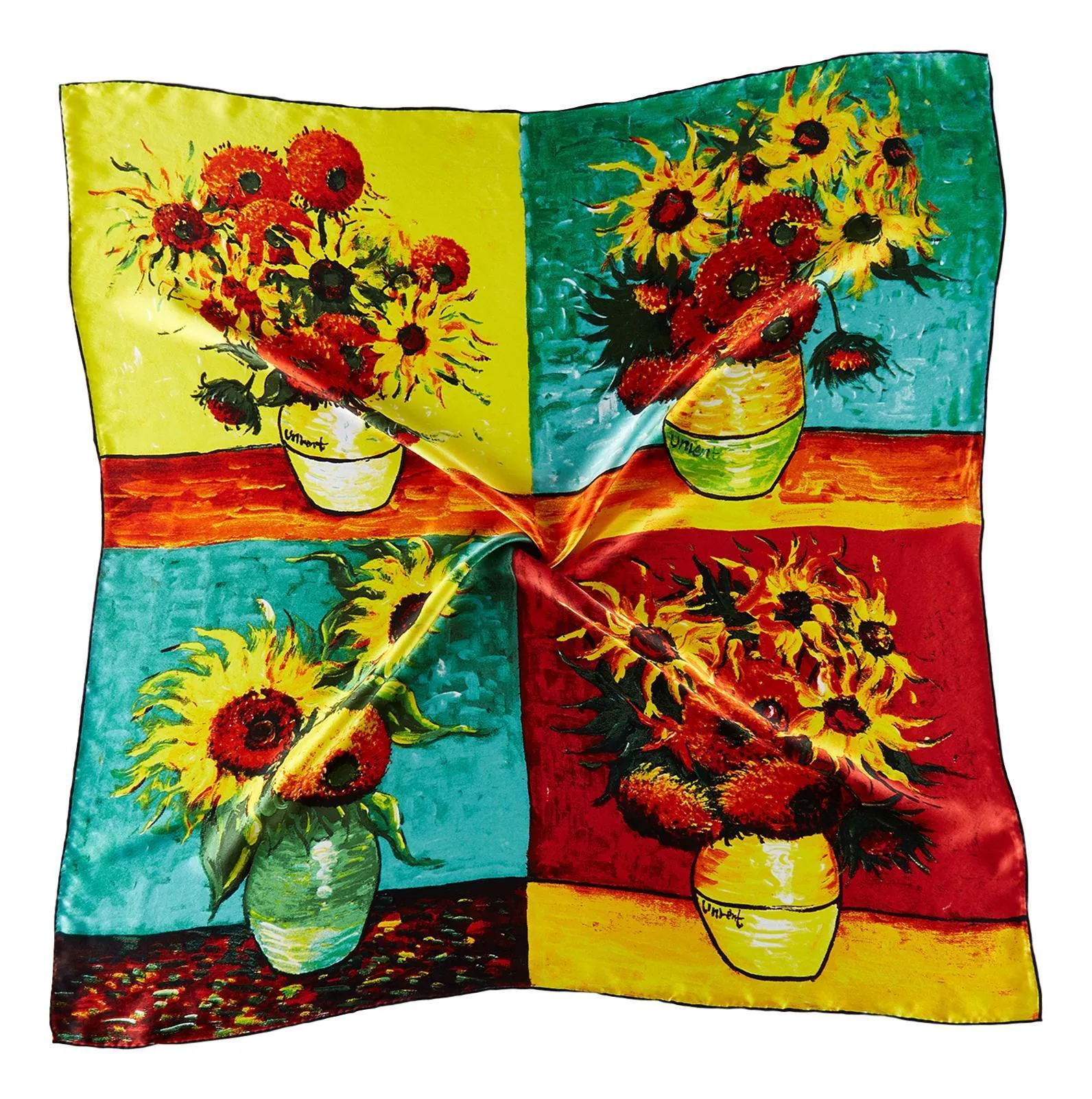 Large Square Silk Scarf Classic Painting Sunflowers by Van Gogh SZD213