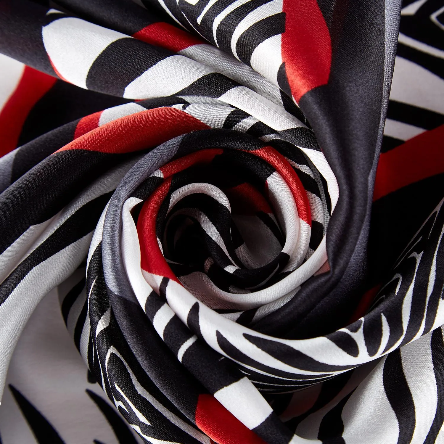 Large Square Silk Scarf Grey and Red Zebra Print SZD093