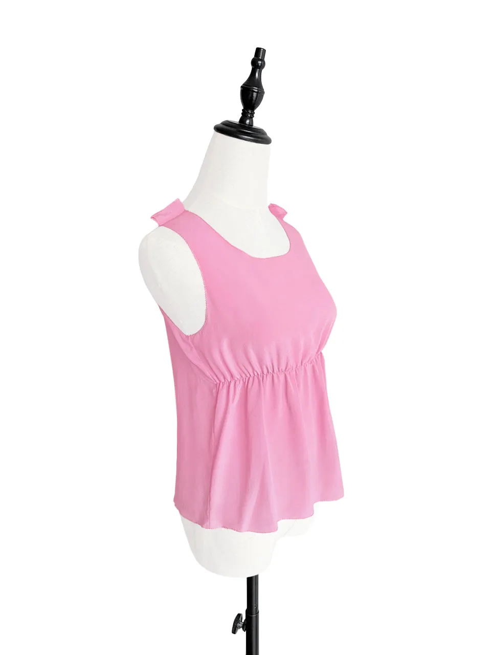 Last Chance! Pink Stitched Trim Empire Waist Silk Tank