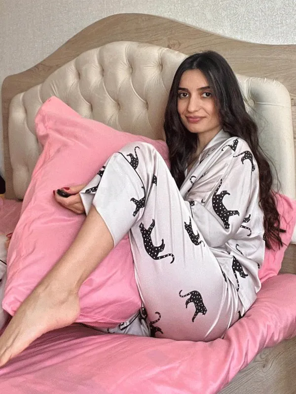 Leopard Dolaman Sleeve Pajamas Set