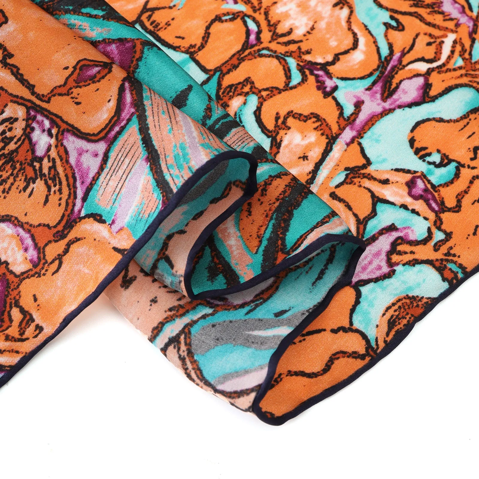 Long Charmeuse Silk Scarf Orange Iris by Van Gogh LZD142