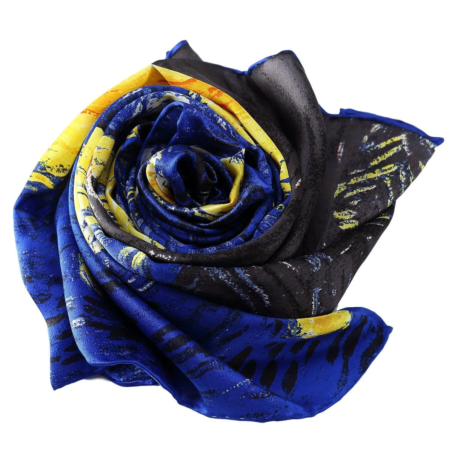 Long Charmeuse Silk Scarf with Van Gogh Painting Starry Night LZD113