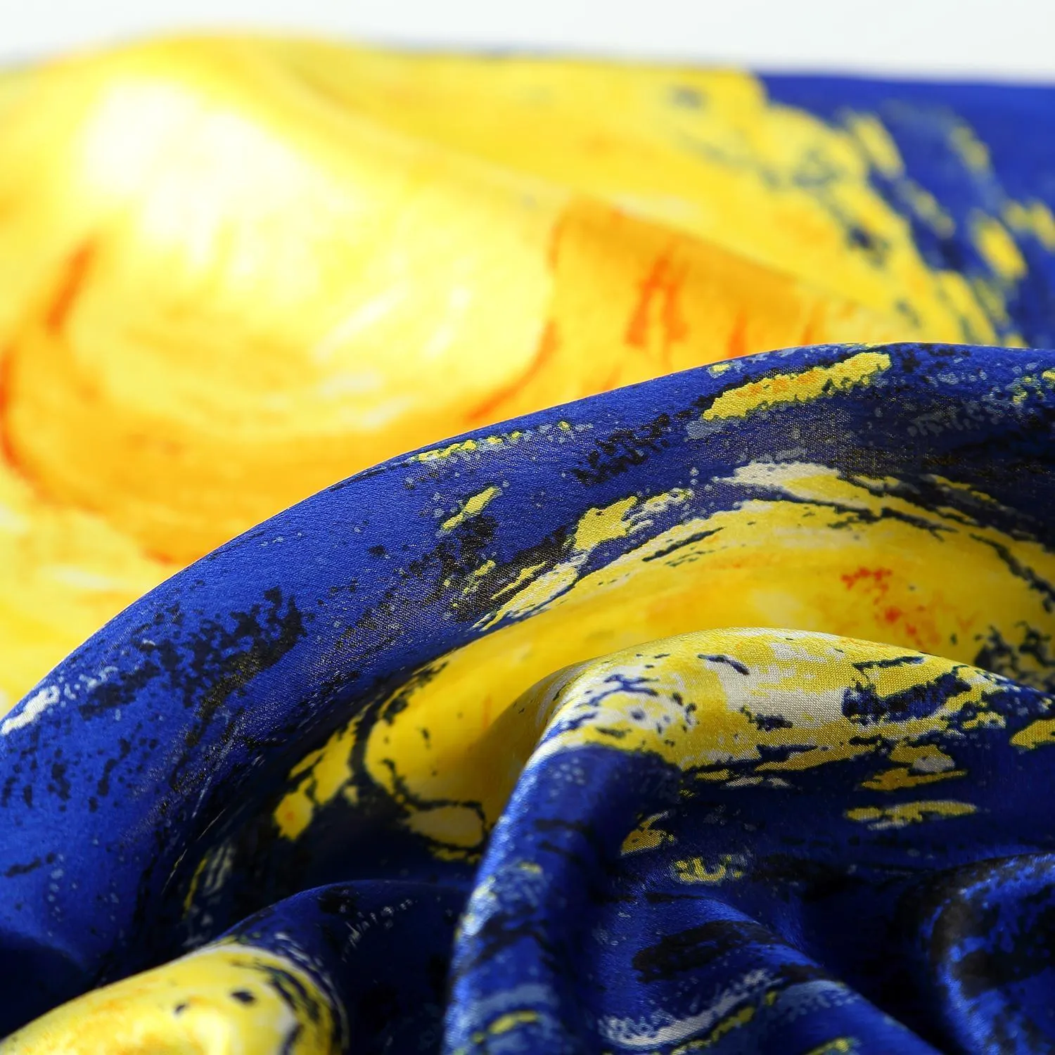 Long Charmeuse Silk Scarf with Van Gogh Painting Starry Night LZD113