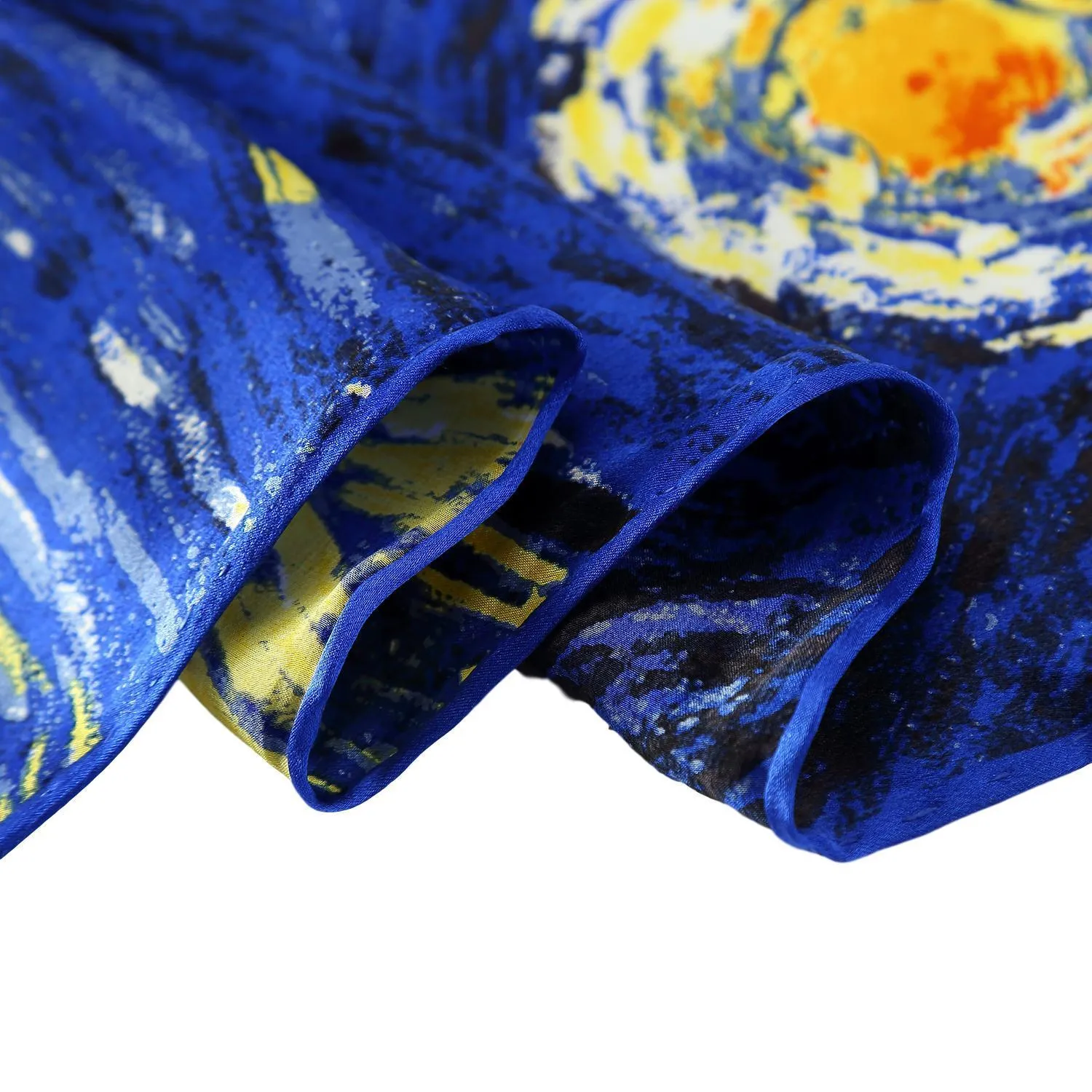 Long Charmeuse Silk Scarf with Van Gogh Painting Starry Night LZD113