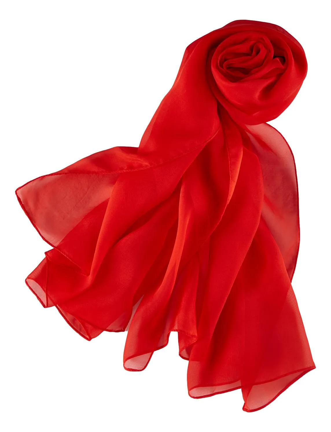 Long Silk Chiffon Scarf Solid Red Color SQL203