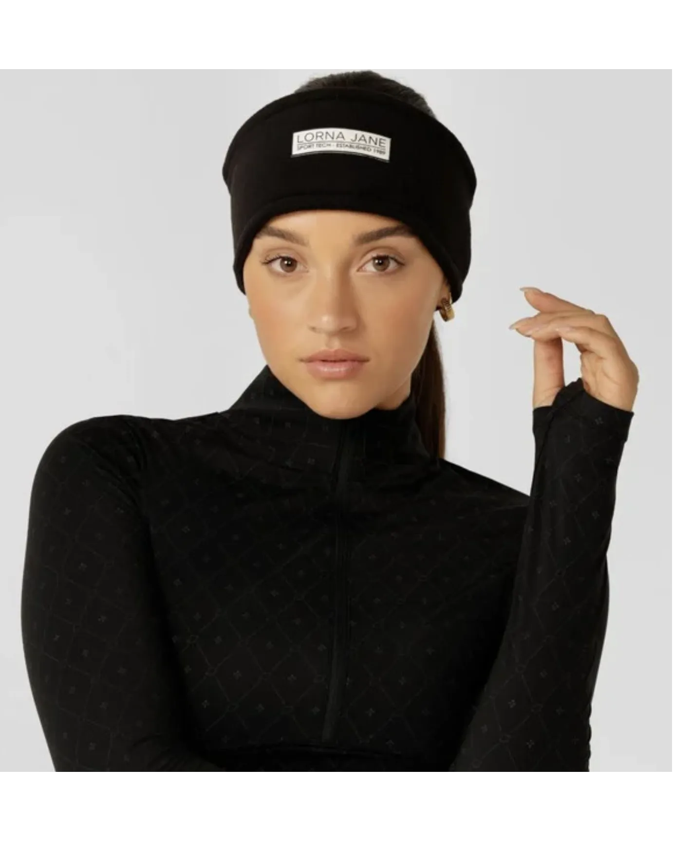 Lorna Jane Reflective Polar Fleece Headband - Black